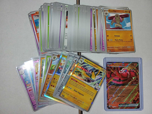 lot 100 cartes Pokémon (90co/unco, 10reverse/holo) 1 ultra cadeau BLOC EV OU ME FR